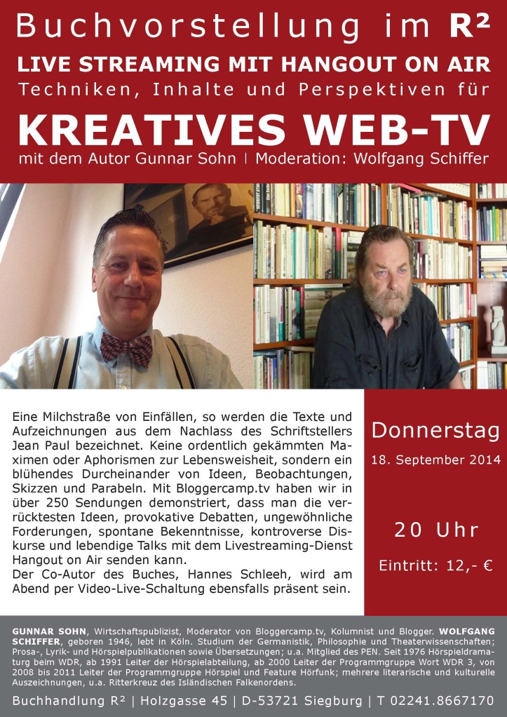 So kommet denn zur Präsentation des Livestreaming-Buches nach Siegburg!