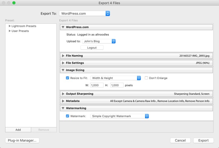 export to wordpress.com